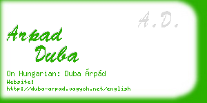 arpad duba business card